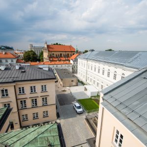 Historical Main Campus of the UW and the panorama of Warsaw.