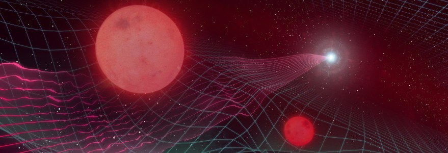 Artists impression on the binary system discovered in the microlensing event Gaia16aye. Credit: Maciej Rębisz.